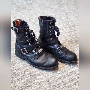 Harley Davidson Men's Ranger black 8 inch Leather boots side buckles size 10.5